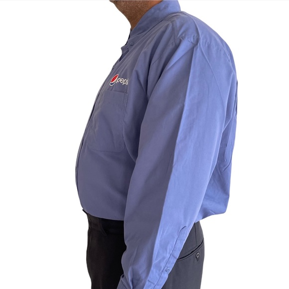 Pepsi Blue Button Down Uniform Dress Shirt Long Sleeves XL - Picture 4 of 9
